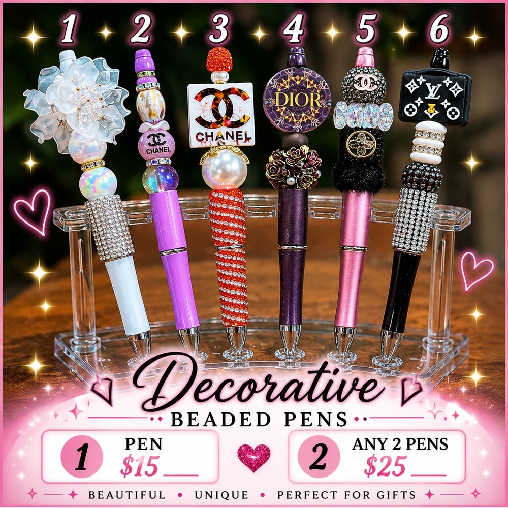 Decorative Beaded Pens Giftable Office Stationary with Refill CHOOSE 1 😊